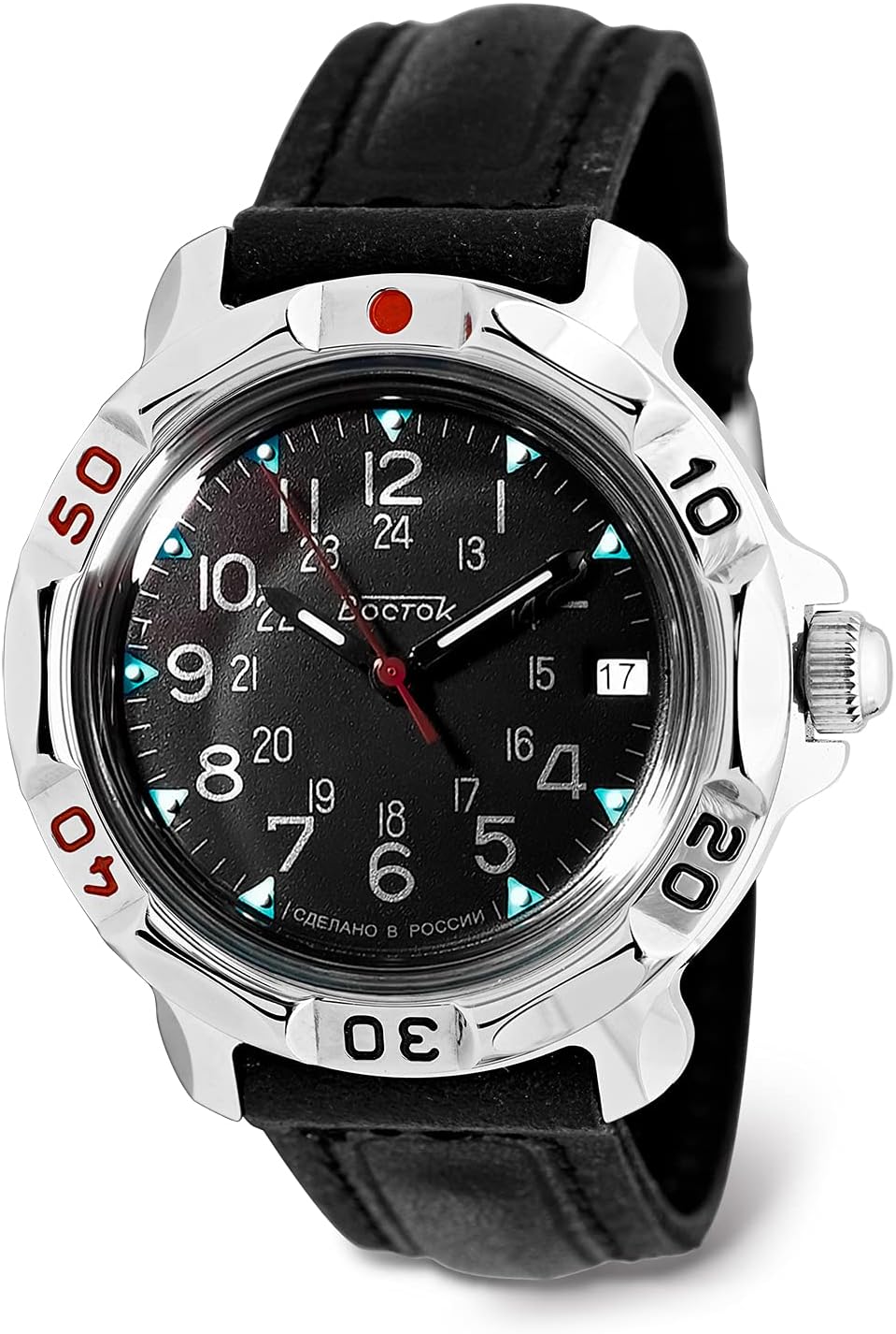 VOSTOK | Men’s Komandirskie Classic Commander Russian Mechanical Military Style Watch | Model 811783 Leather Band