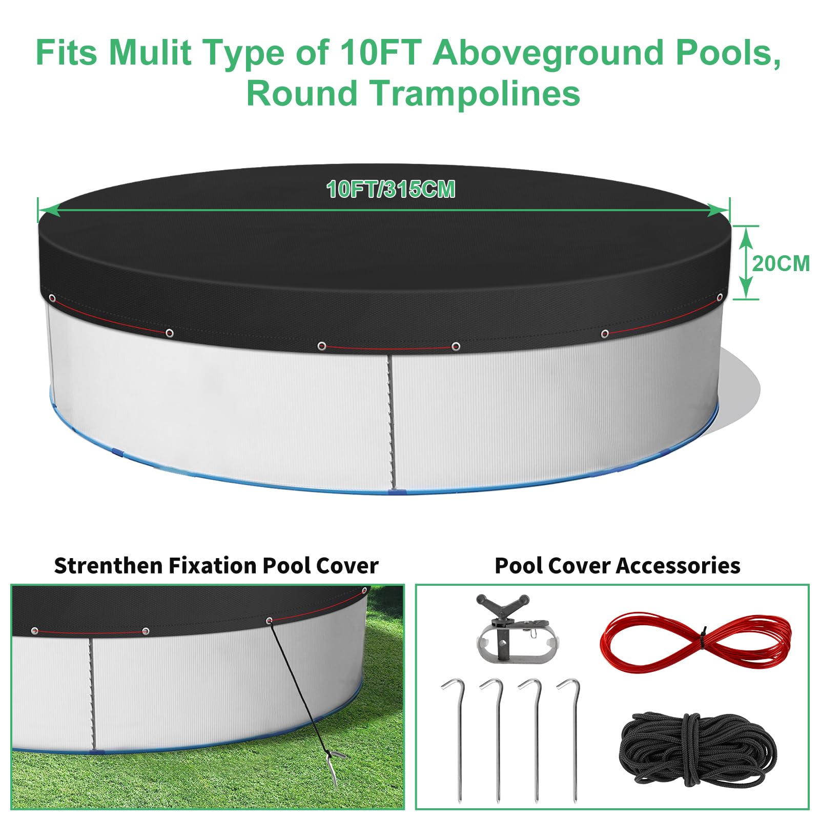 Round Pool Cover Diameter 310 cm - Image 3