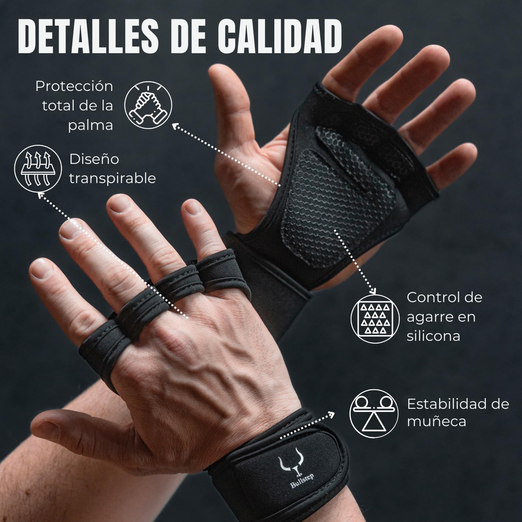 Guantes Gimnasio Hombre Mujer | Calleras para Cross Training | Guantes Gym Transpirable Antideslizantes | Gym Gloves Calistenia con Muñequeras | Guantillas Gimnasio