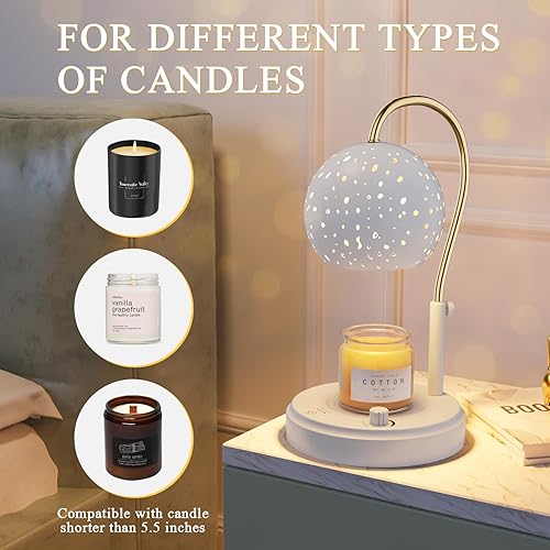 Miniatura 7 de Lámpara calentadora de velas con temporizador, lámpara calentadora de velas de altura ajustable con 2 bombillas, lámpara eléctrica regulable para