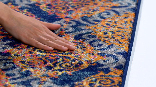 Tapete SAFAVIEH Evoke Collection 5'1" x 7'6" azul y naranja miniatura 6
