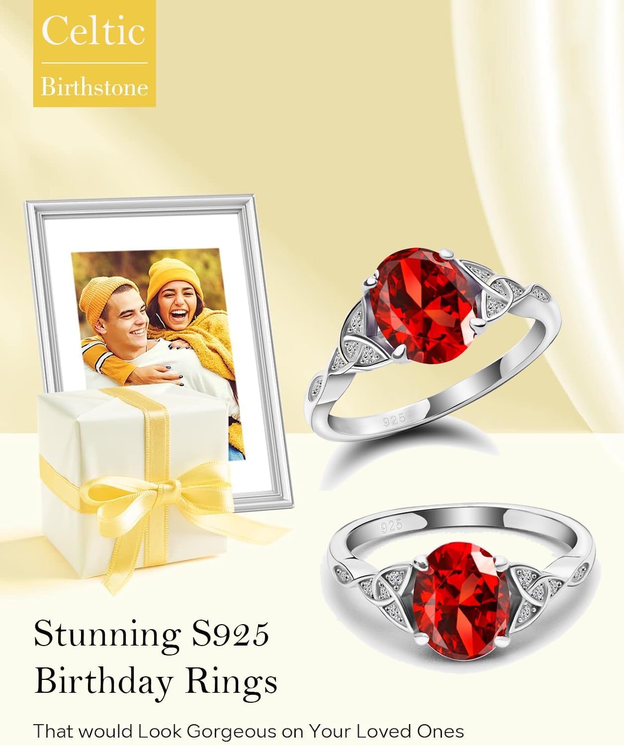 July Birthstone Ring 925 Sterling Silver Ruby Ring Celtic Knot Rings for Women Birthday Engagement Wedding Jewelry for Wife,Ring Size 7 - Image 6