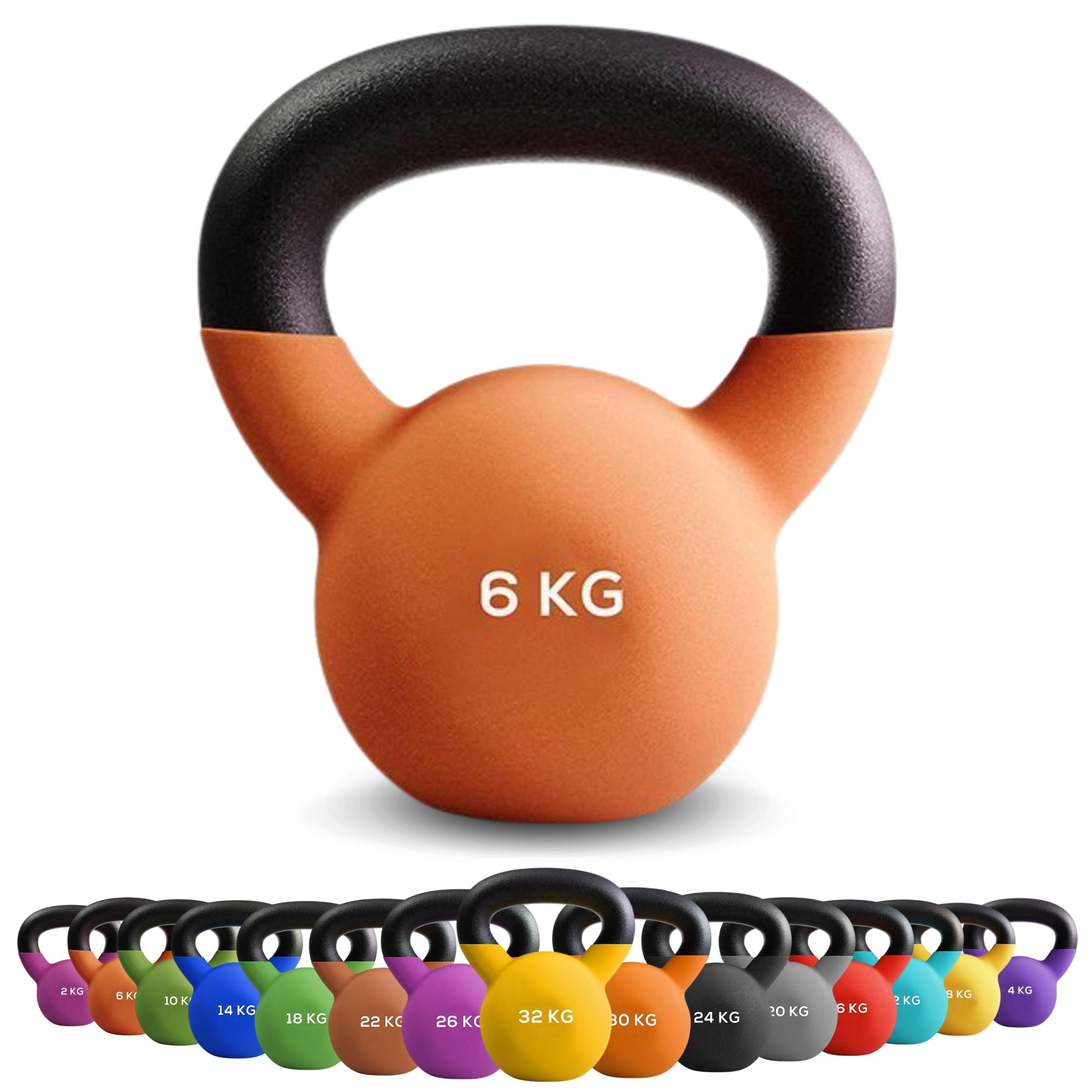 Kettlebell Hierro Fundido Recubierto de Neopreno – Pesas para Brazos y Ejercicios funcionales – Fitness Herramientas para el hogar – Kettlebell Balanceo Antideslizante
