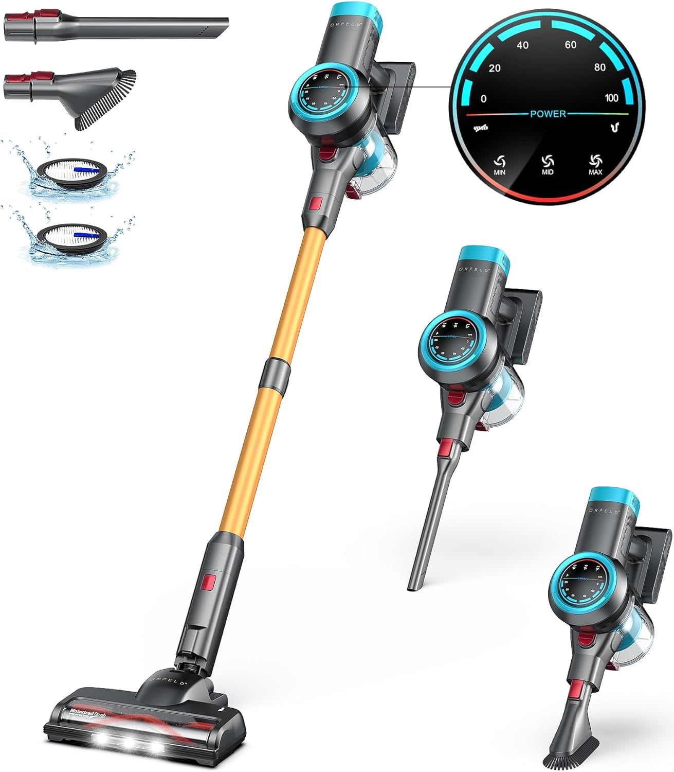 ORFELD Cordless Vacuum Cleaner, 500 W/40 Kpa/60 Mins Vacuum Cleaner
