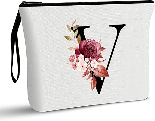 Vavabox A-Z Bolsa de maquillaje personalizada, regalos de cumpleaños para mujeres y madres, regalos para mejor amiga, bolsa de cosméticos para novia