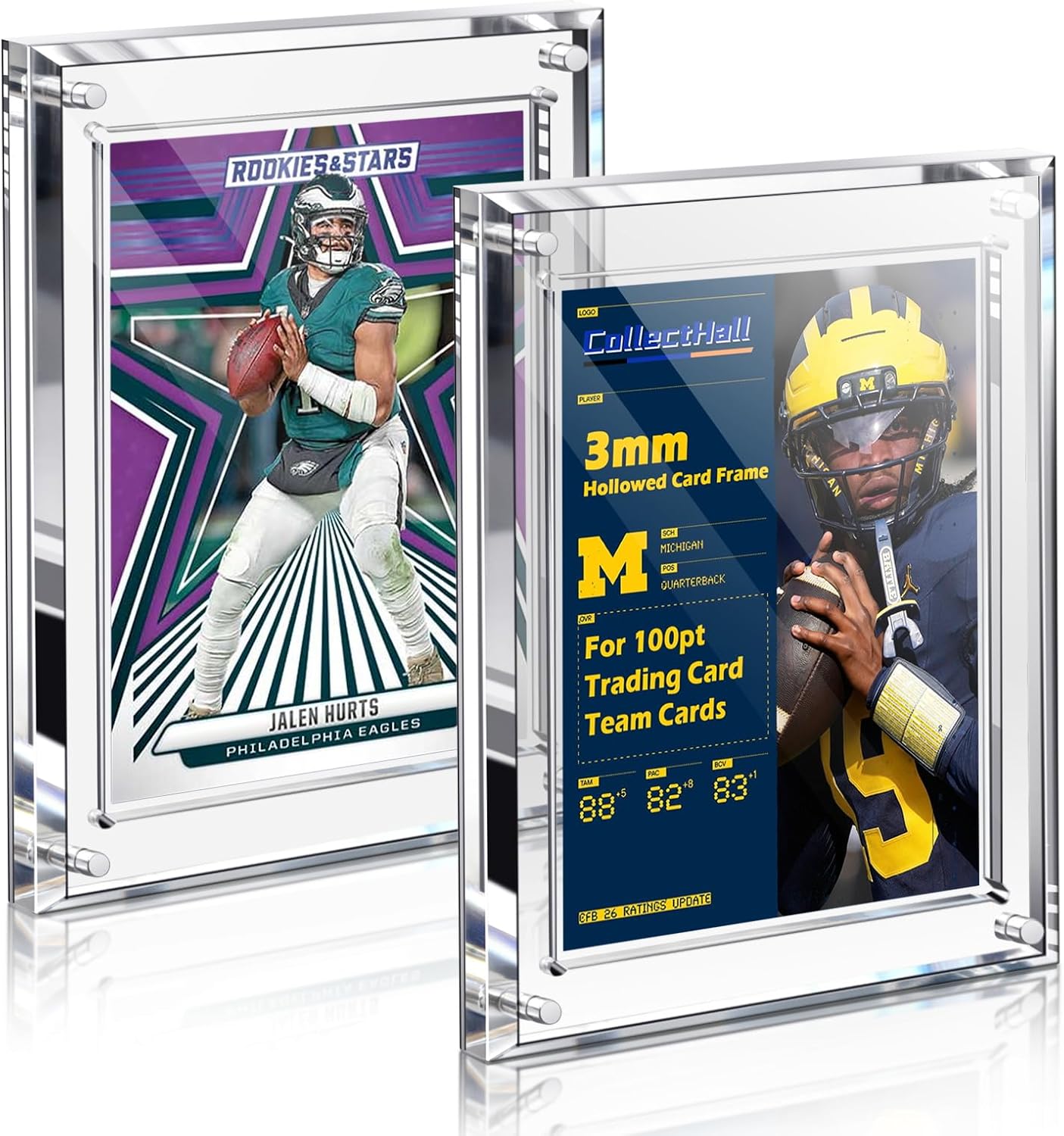 2 Pack Acrylic Baseball Card Holder, Fit 100 pt Thick Cards and Team Cards, Magnetic Trading Card Frame