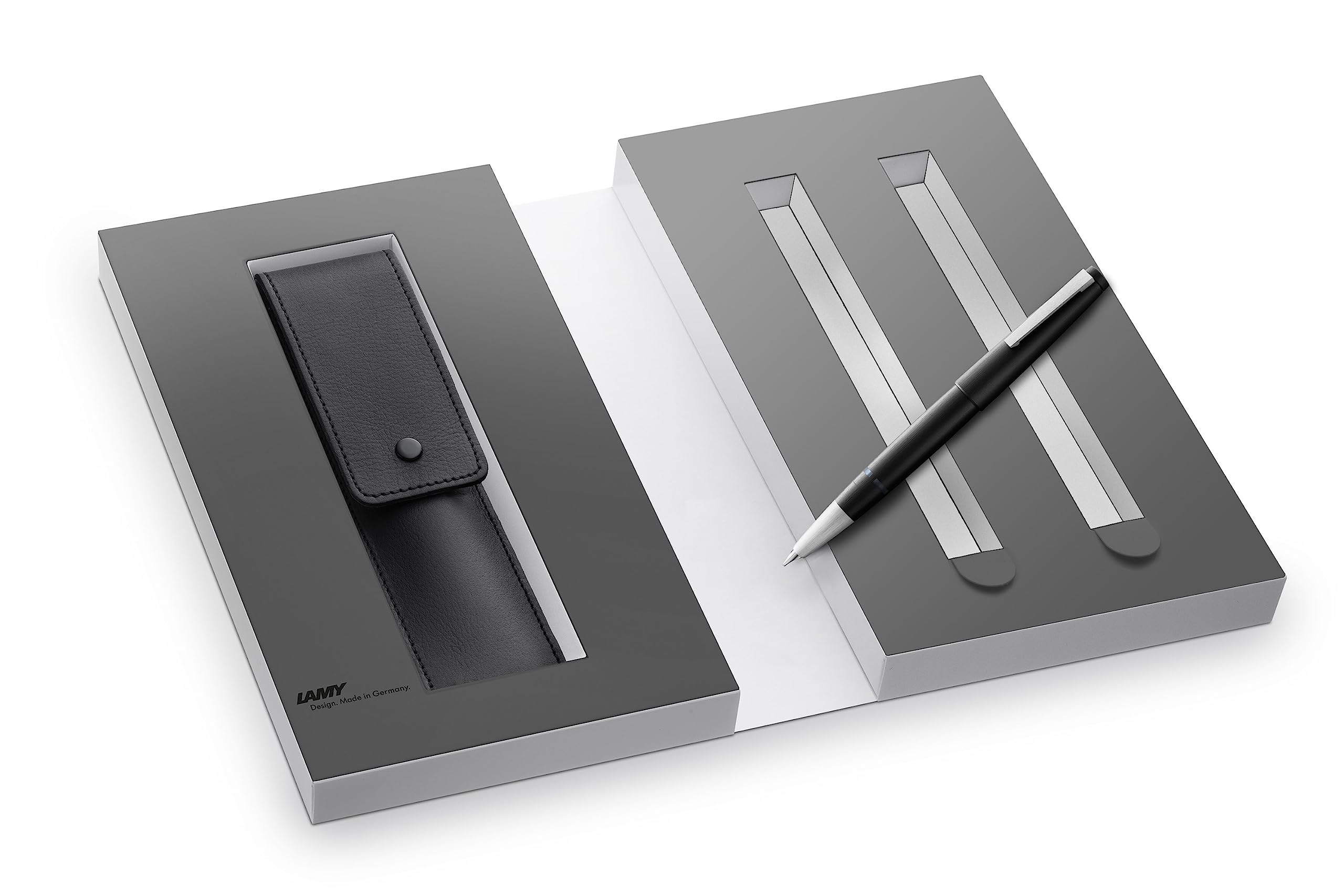 Lamy Lot de 2000 stylos à plume dans un étui en cuir noir mat - Pour un instrument d'écriture - Avec emballage cadeau