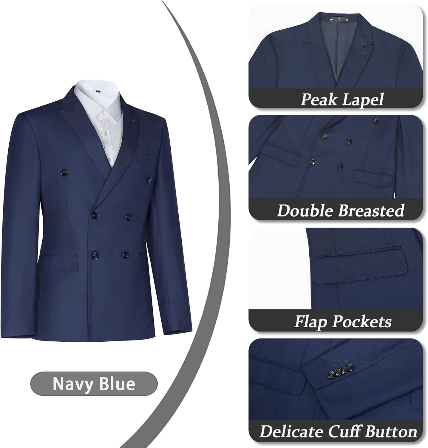 Hipfun Men Suits Slim Fit 2 Piece Suit for Wedding Peak Lapel Suit Jacket Pants Set Business Formal Suits Prom Tuxedos - Image 3