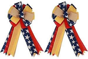 Patriotic Bow with Yellow Deployment Ribbon for Tree