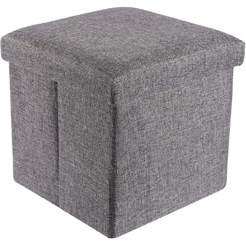 YCOCO Linen Storage Ottoman Cube,Square Ottoman Foot Rest Stool with Memory Foam Seat,Foldable Toy Boxes Chest,Ottoman Coffee Table,11.8"x11.8"x11.8",Grey Pack of 1