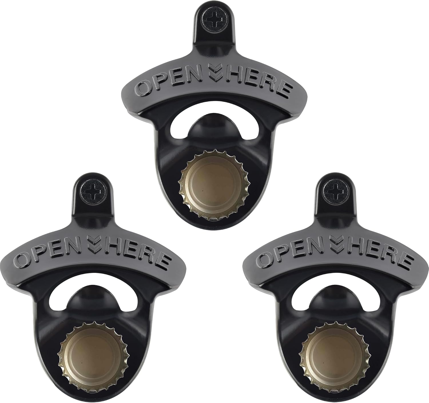 Abrebotellas magnético negro montado en la pared, acero inoxidable, tornillo a prueba de herrumbre, abrebotellas con imanes para amantes de la