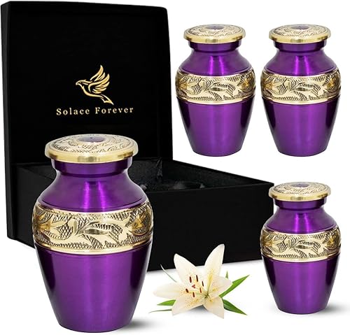 Urnas de recuerdo moradas juego de 4 mini urnas para cenizas humanas con caja y bolsas de primera calidad urnas moradas para cenizas honra a tu ser