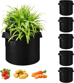 10 Gallon Grow Bags, Black Fabric Pots with Handles