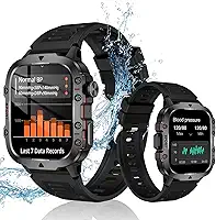 Smartwatch militar masculino Relógio Inteligente à prova d'água 3ATM robusto de 1,96 pol. com Faz e Recebe Ligações, Modos Esportivos e Recebimento de Notificações(2 tiras)