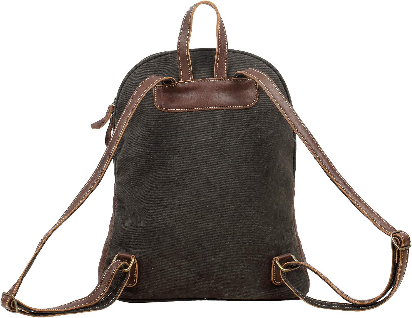 Myra Bag Blue Breeze Upcycled Canvas & Cowhide Leather Backpack S-1571