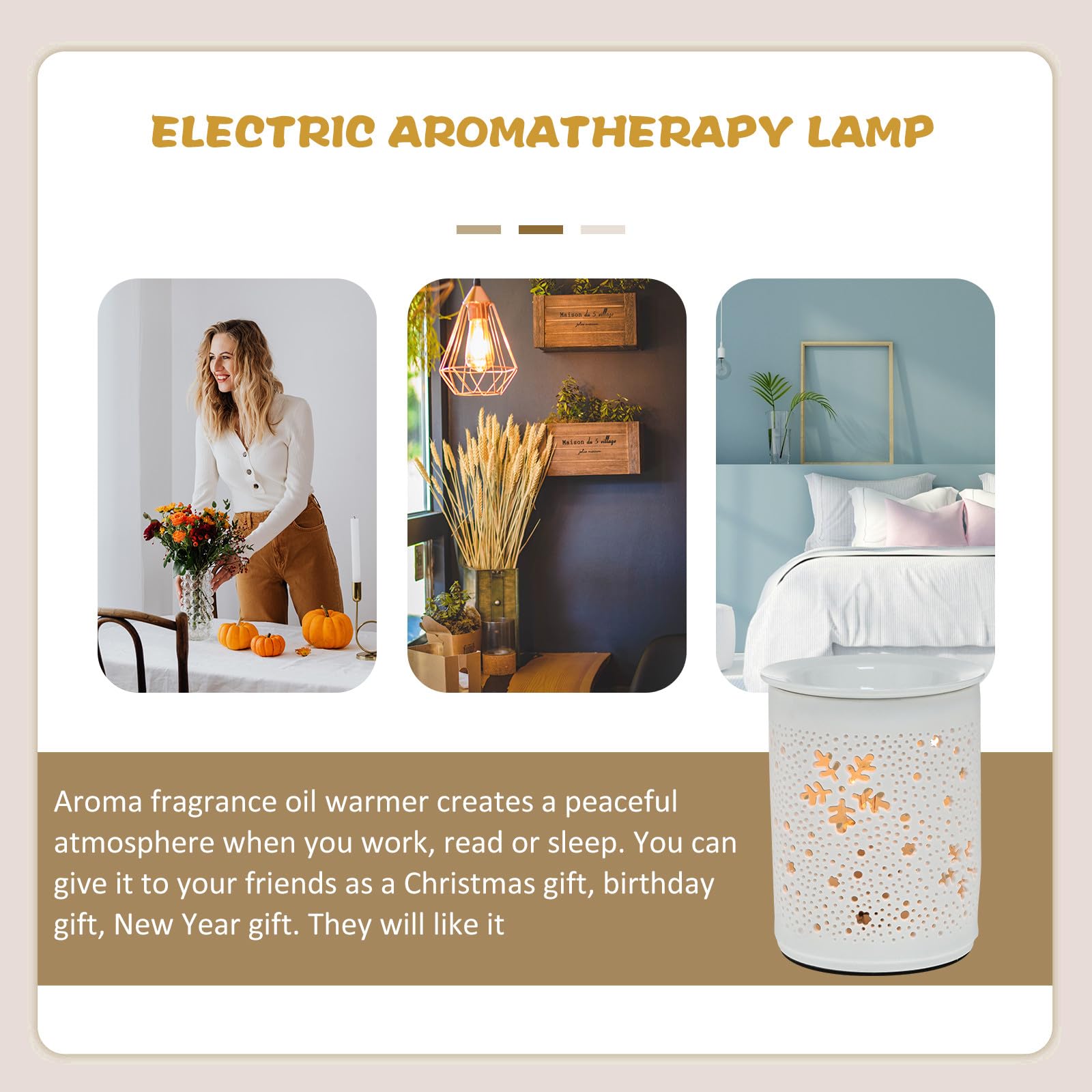 Angoily Elektrische Duftlampe aus Keramik mit Runder Form 25 W Eleganter Duftbrenner für Beruhigende Atmosphäre und Angenehmen Duft im Innenbereich