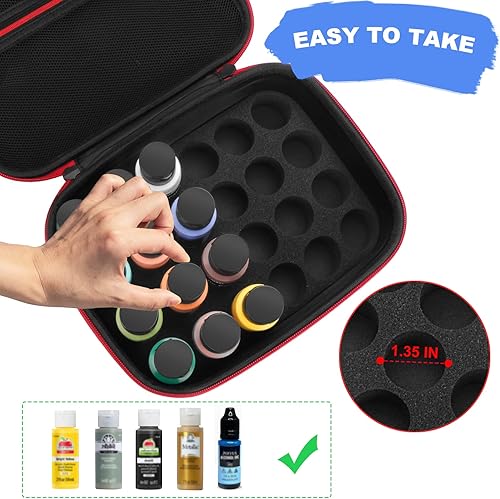 Miniatura 3 de Organizador de pintura acrílica para pintura acrílica de 2 onzas líquidas, estuche para pintura acrílica Apple Barrel con 10 pinceles de pintura,