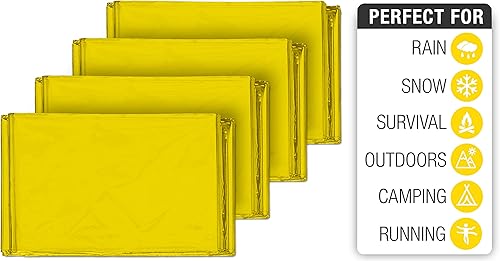 Miniatura 25 de Mantas térmicas de mylar para emergencias, 4 unidades; incluye una manta dorada diseñada para la NASA; perfectas para exteriores, para hacer Verde