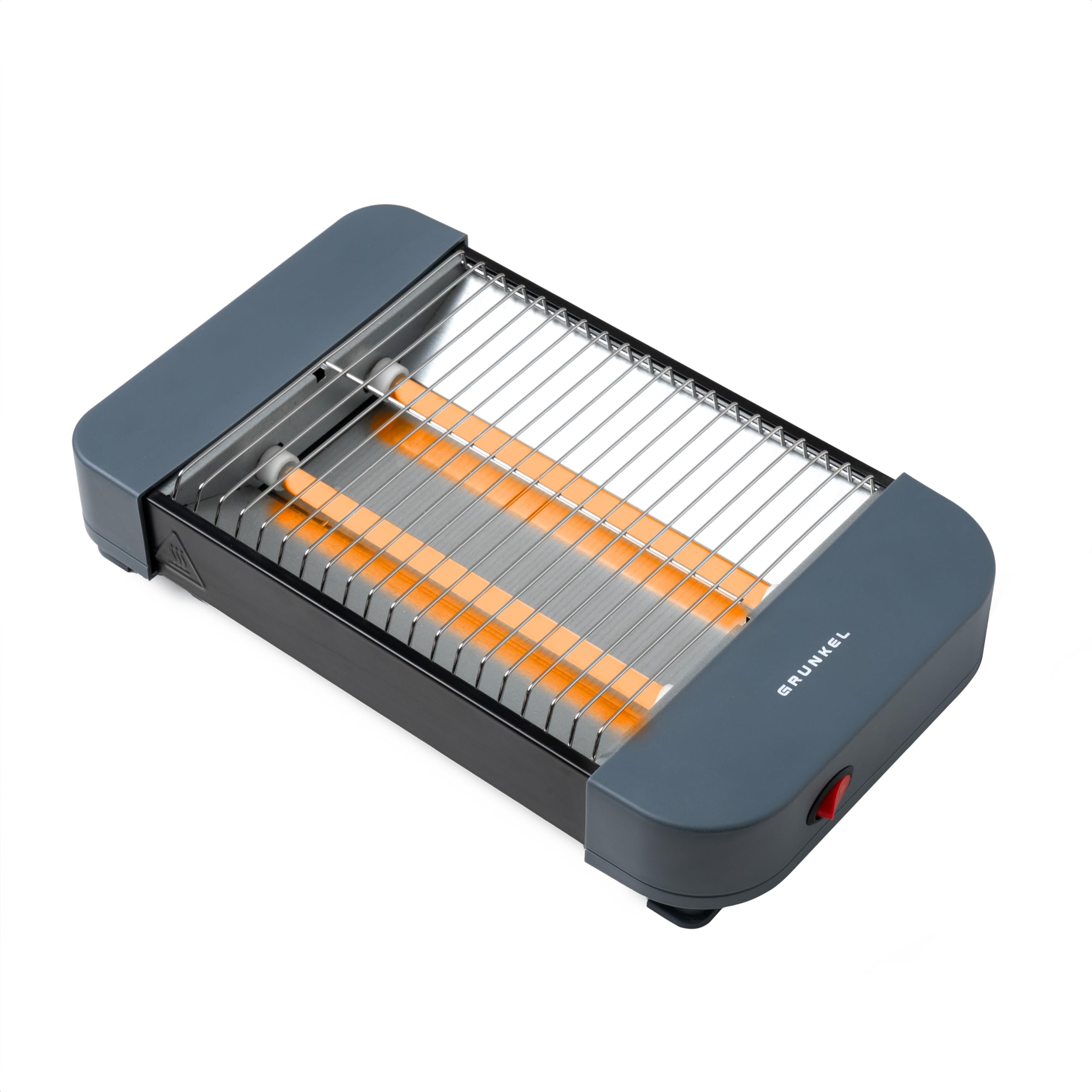 Tostadora de Pan Plana para 2 Rebanadas de 350W - Compacto con on/off sin Temporizador - Señal Acústica de Finalización - Bandeja Recogemigas Extraíble - Compacto