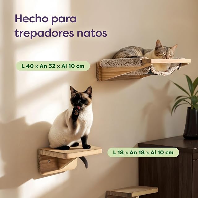 Foto 2 de 7 de Knupis Estantes de Pared para Gatos con Hamaca & 2X Escaleras