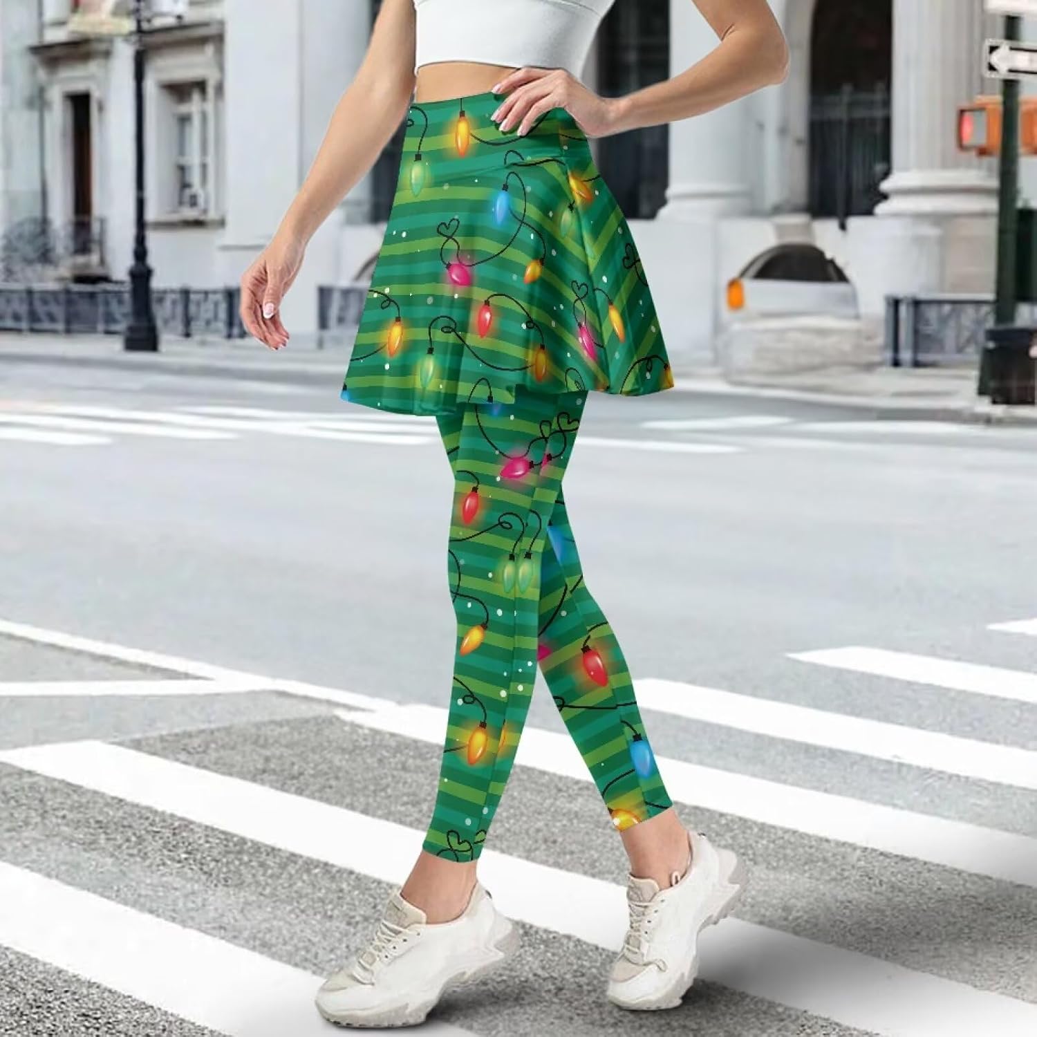 Renewold Skirted Leggings for Womens Tennis Running Athletic Skirt with Leggings Golf Yoga Pants with Pockets Clothing
