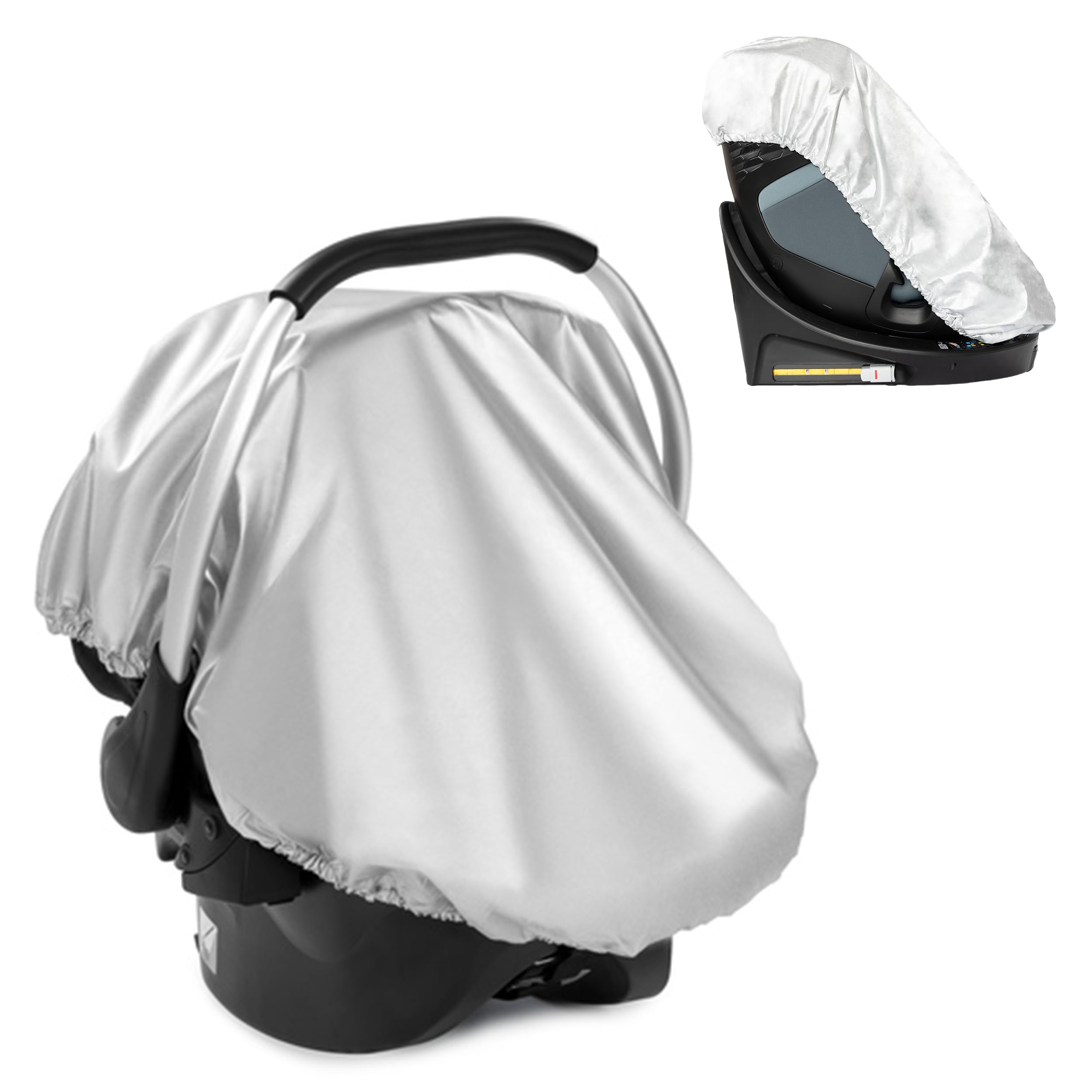 Zamboo Protector Reflectante Universal Silla de Coche Bebé - Funda Térmica apta para Portabebés | Sillas a Contramarcha y Asientos Infantiles de Grupo 0 1 2 3 - con Bolsa Incluida - Plateado