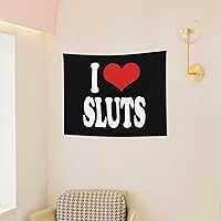 Vista 4 de Tapiz decorativo de pared con texto en inglés "I Love Sluts" para dormitorio, sala de estar, 29 x 37 pulgadas