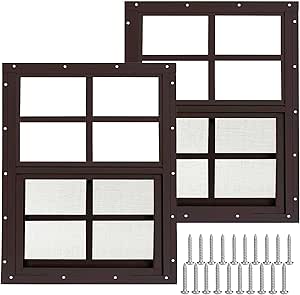 2 Pack White Shed Windows 24" x 27" Flush Mount Window with Tempered ...