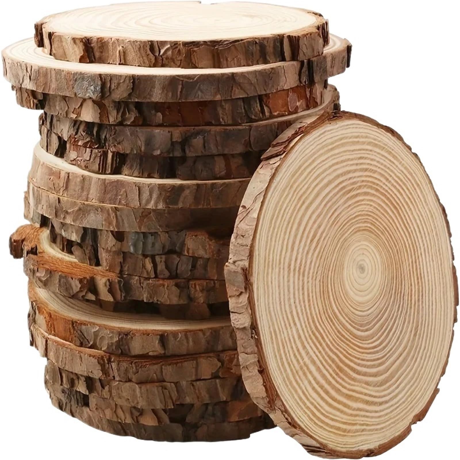 plastry drewna 10 szt. 13 * 1 cm naturalne okrągłe niedokończone plastry drewna sosnowego koła z korą drzewną dyski kłody DIY rzemiosło wesele malowanie