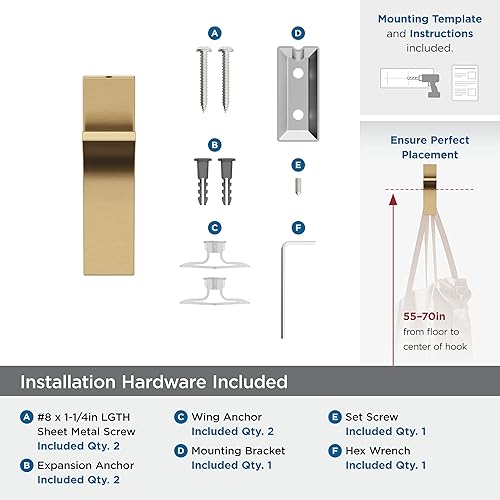 Miniatura 5 de Amerock HBX37014CZ  Apex Gancho decorativo de pared de una sola punta  Gancho de bronce champán para abrigos, sombreros, mochilas, bolsas  Ganchos