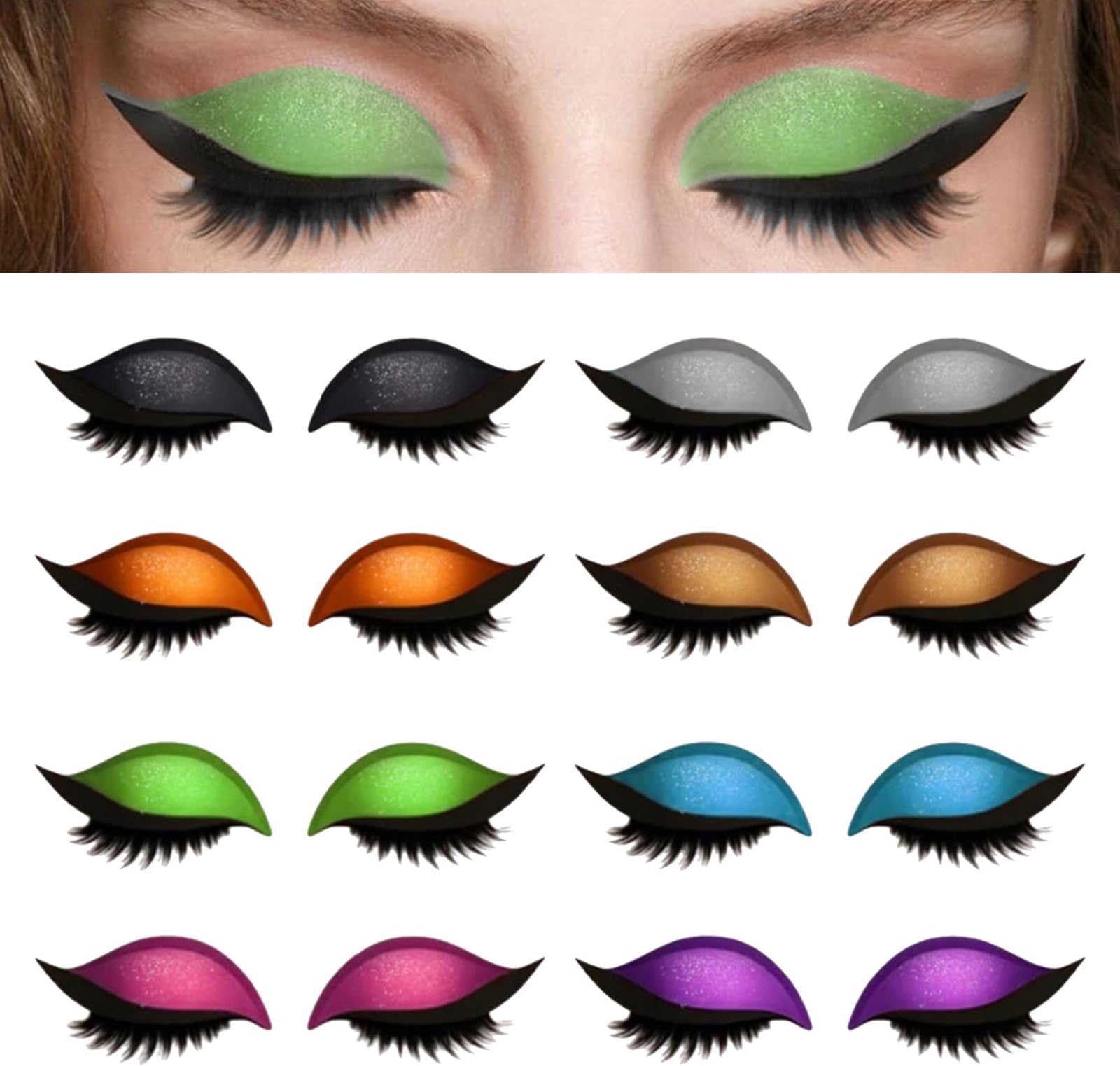 Lazy Eye shadow Eyelash Patch, 8 Pairs Reusable 2-in-1 Eye Makeup Stickers with False Lashes & Shadow, Natural Waterproof Colorful Eyeshadow Eyelash Patch for All Eye Shapes