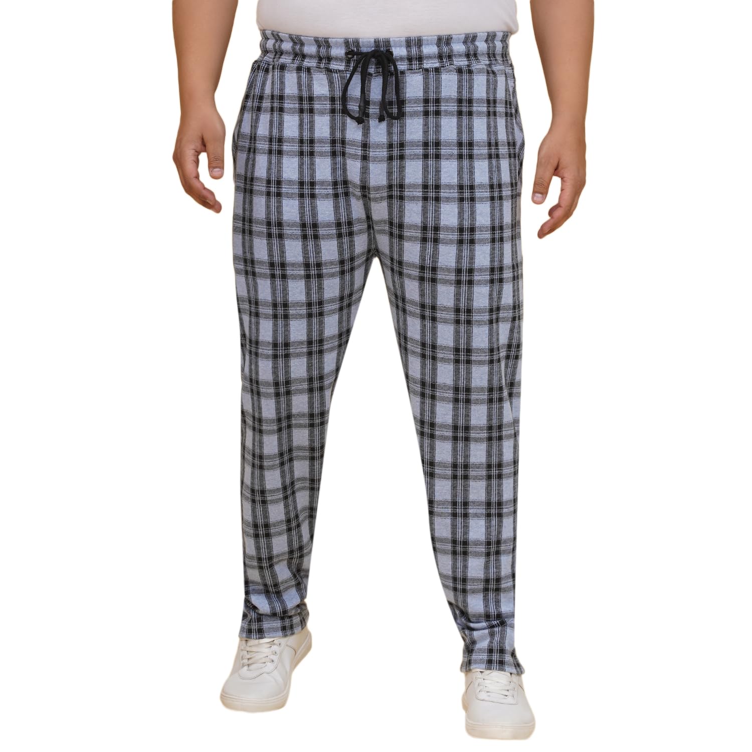 john pride Plus Size Men Regular Fit Checked Cotton Blue Track Pants (JPLW61051_Blue)-picture-13