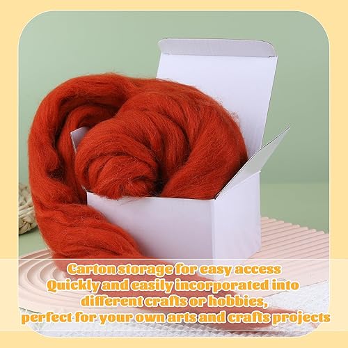 Vista 146 de 3.53 oz lana Roving, suministros de fieltro de lana, lana pura, hilo grueso, hilado de lana giratoria para fieltro de aguja, fieltro húmedo, Blanco