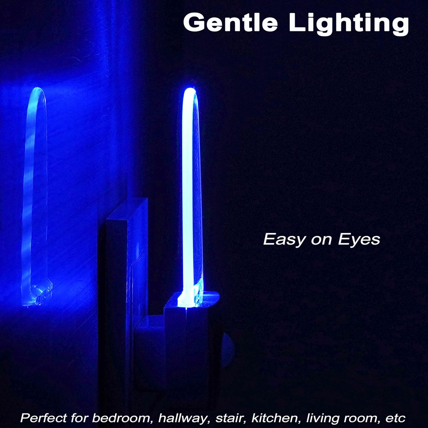 GREENIC Blue Motion Sensor Night Light Plug in 2 Pack, 0.5W LED Motion Detector Night Light Lamp, Automatic Motion Activated Nightlights for Modern Home Decor, Living Room, Bedroom, Bathroom, Kitchen