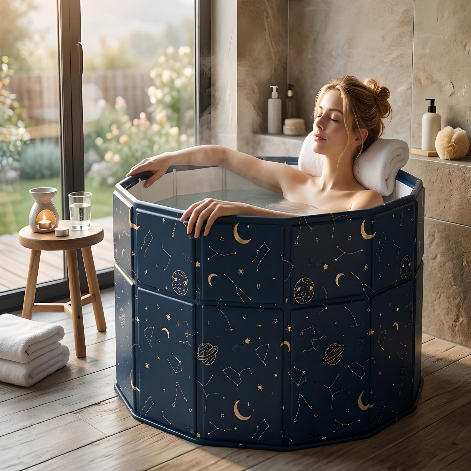 Bañera plegable AYES de 80x65 cm para ducha y baños de hielo estilo japonés mate