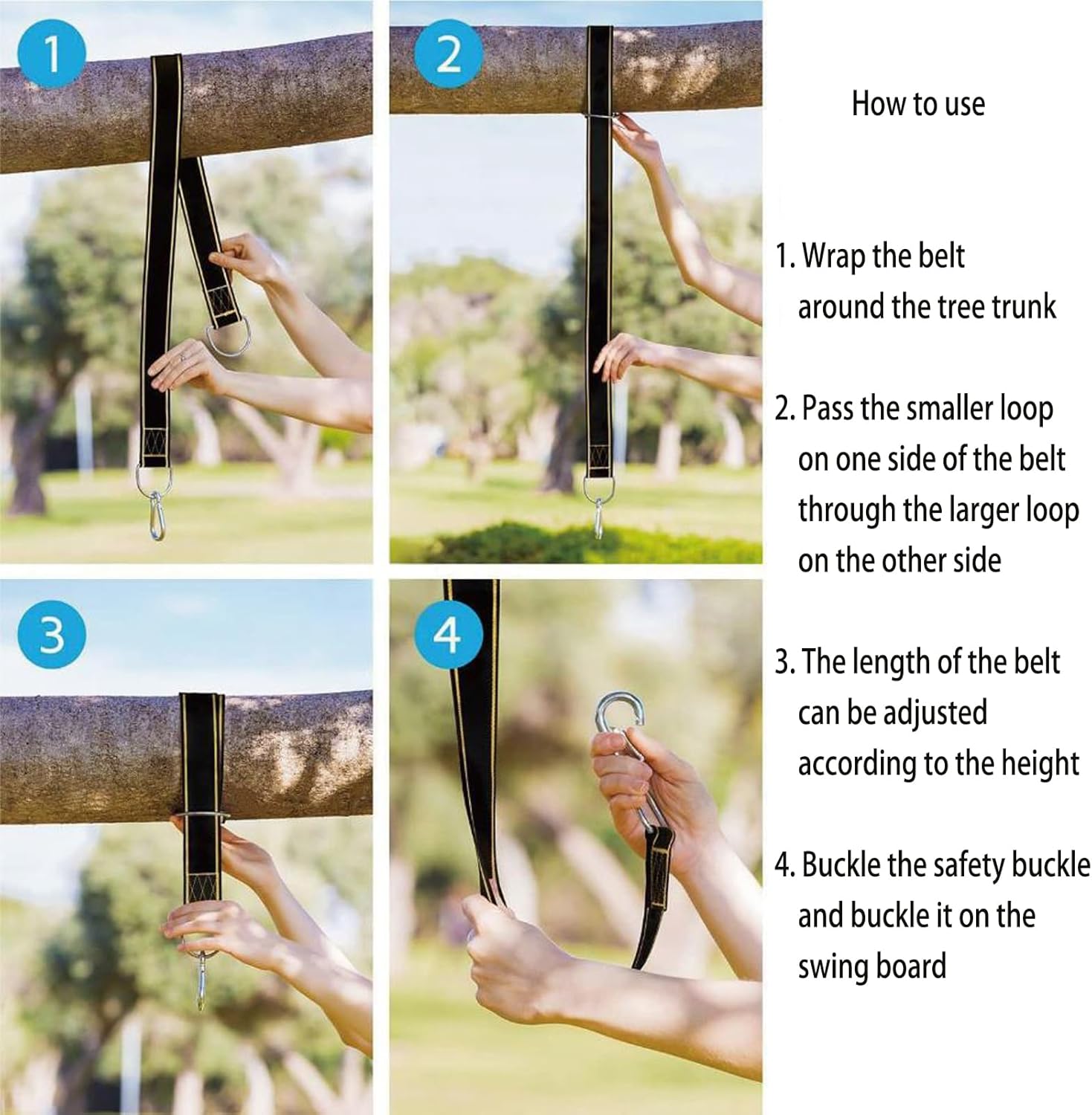 Dxcaicc Outdoor Hammock Straps 2 Pieces, Hammock Straps with 2 Carabiners, Hanging Straps Tree Swing Holds Up to 400Kg for Camping Hammocks and Swings,2.5M