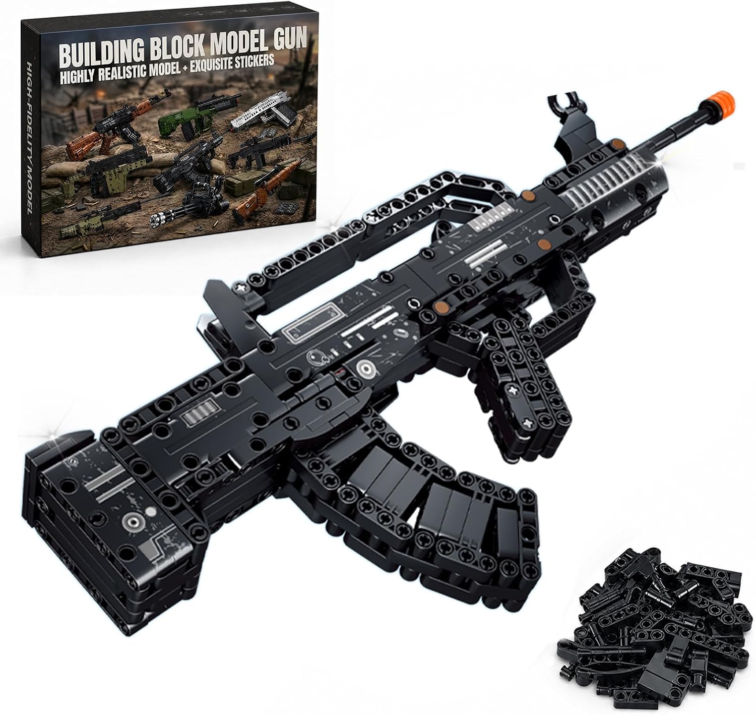 Military Series Type 95 Model Building Blocks Set, 526+Pcs Bullpup Rifle Construction Kit, Detailed Collectible Display for Adults