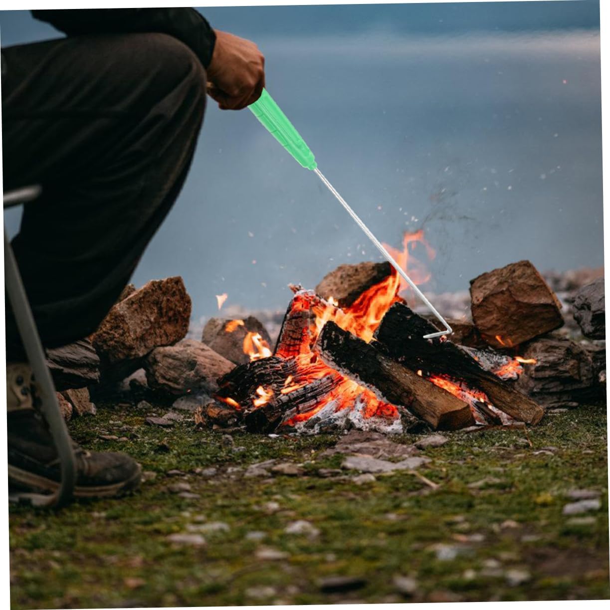 Camping Fireplace Poker Heavy Duty Long Handle Comfort Grip for Occasions
