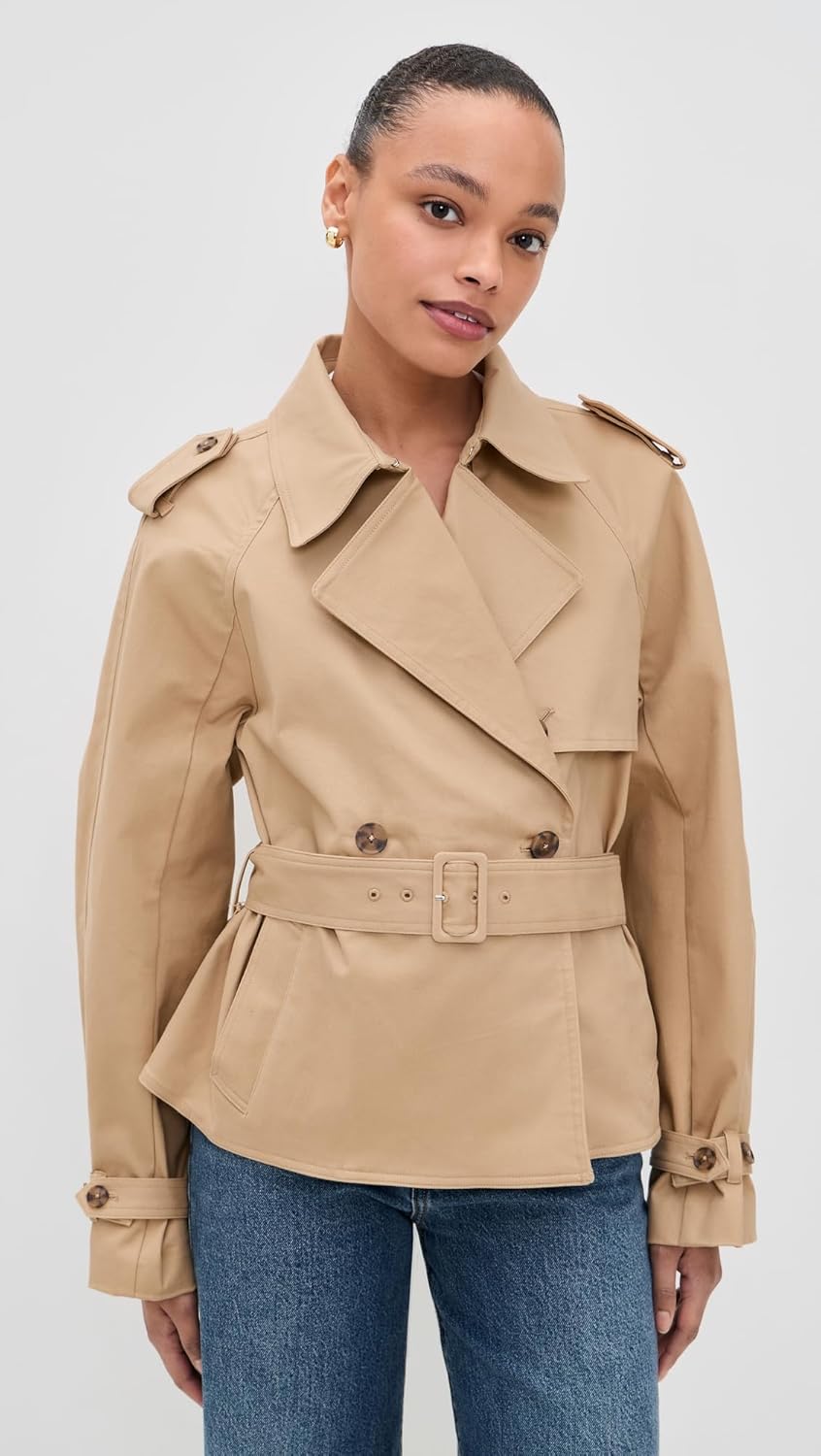 Good American Women's Cropped Trench Jacket