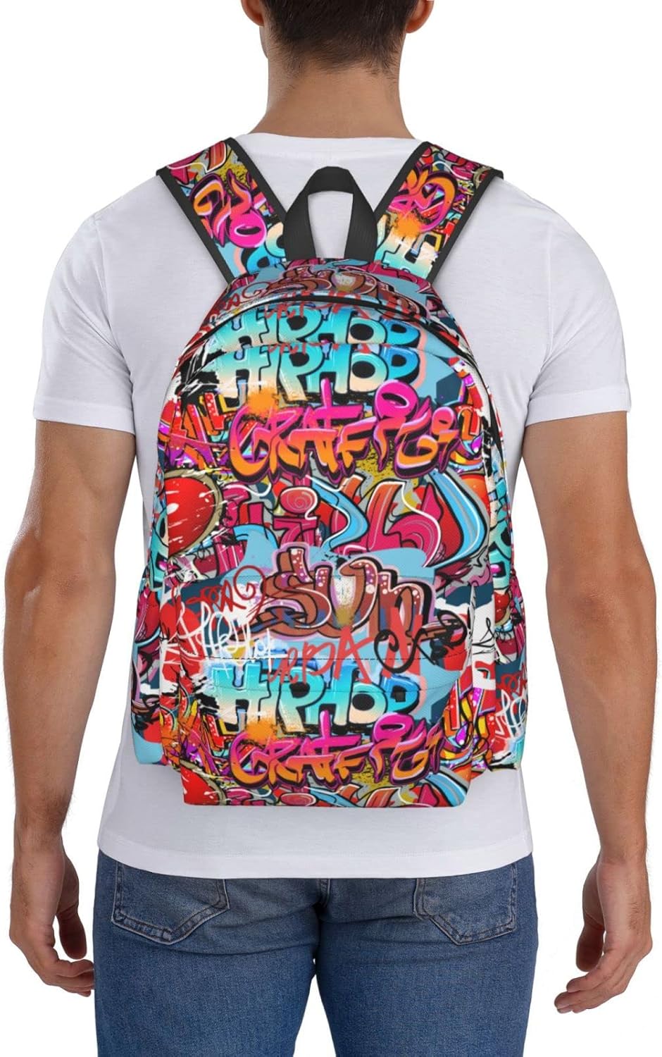 Daily Backpack Graffiti Wall, Hip Hop Art Backpacks Travel Laptop Daypack 17 inch Bags for Men Women - Image 9