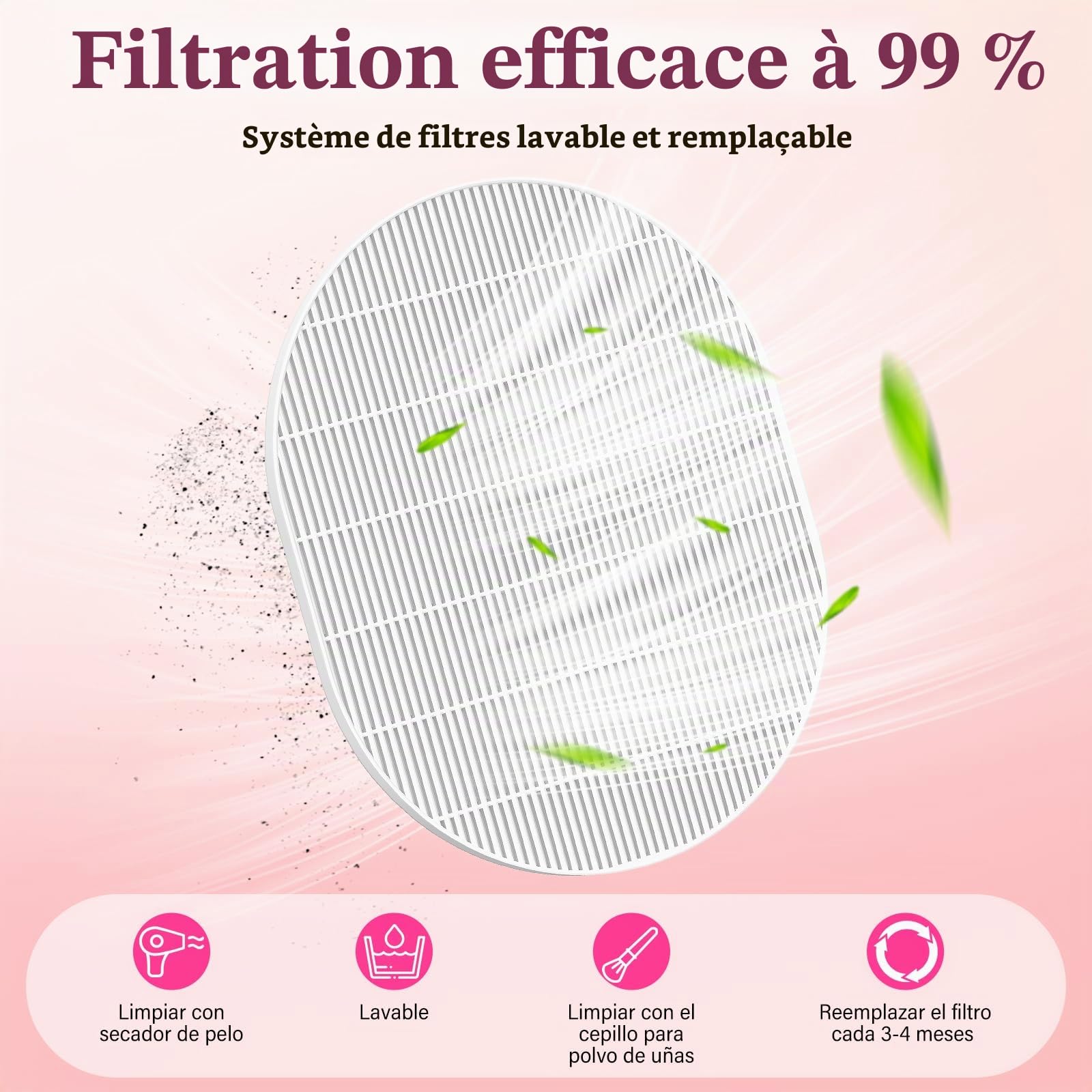 Aspirateur Ongles Professionnelle 4500RPM Aspirateur Manucure Portable Aspirateur Poussière Ongle Aspirateur Table Ongle pour la Manucure au Salon ou à la Maison