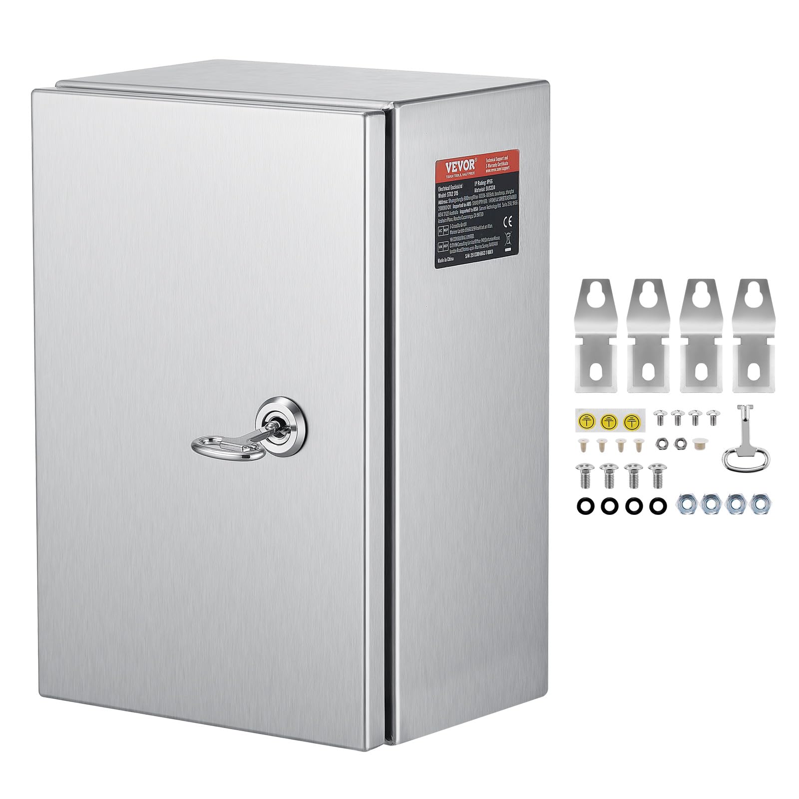 VEVOR NEMA Steel Enclosure, 12 x 8 x 6'' NEMA 4X Steel Electrical Box, IP66 Waterproof & Dustproof, Outdoor/Indoor Electrical Junction Box, with Mounting Plate