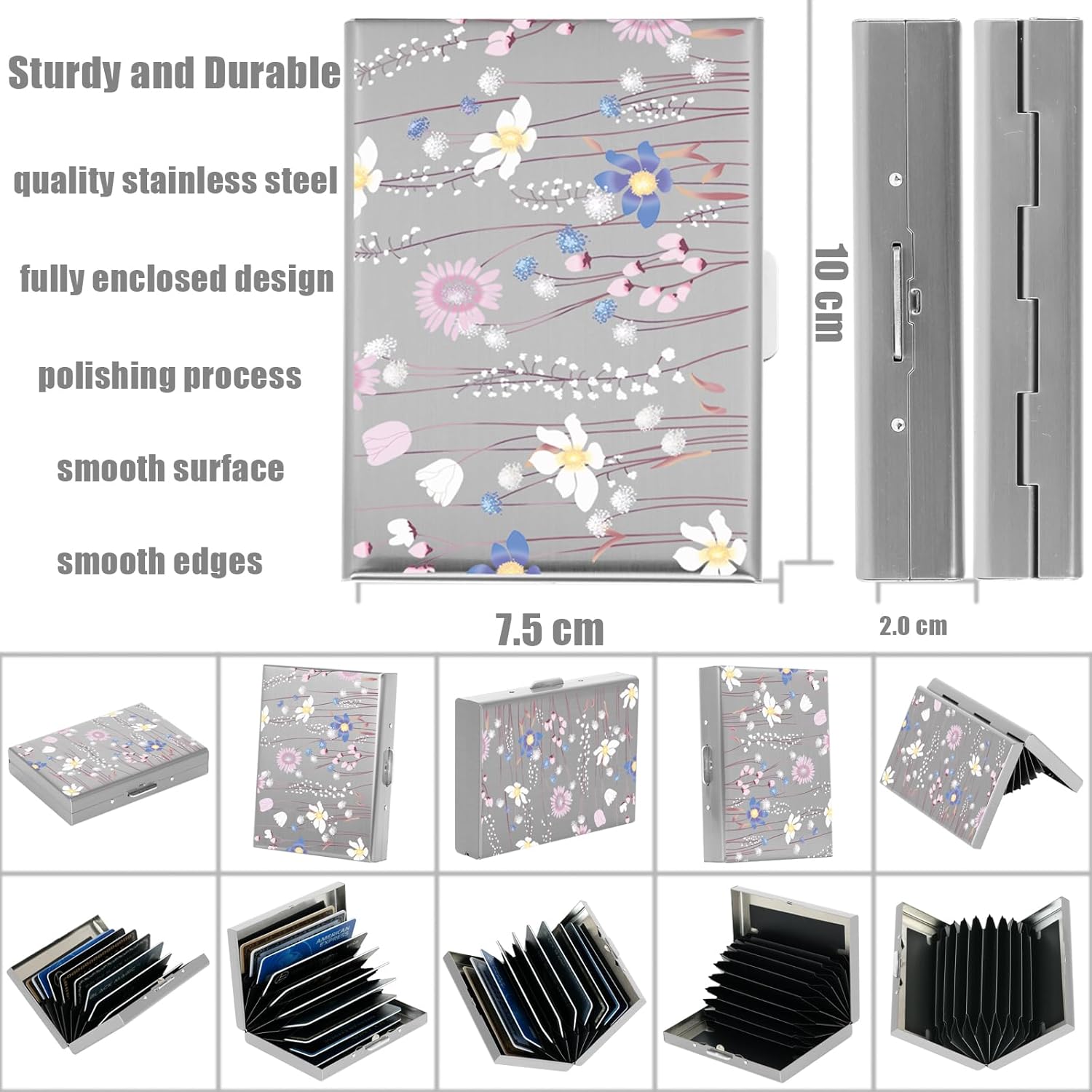 BONSYL® Metal Card Holder Wallet | Minimalist RFID Blocking Wallet for Men & Women | Card Holder with Money Clip/Cash Strap | Easy Access Money & Cards - Image 5