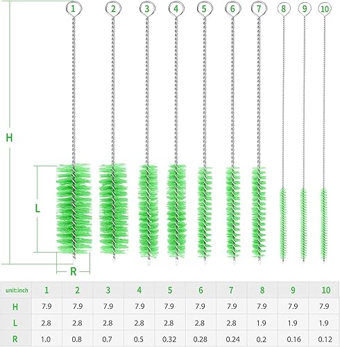 Vista 63 de CiaraQ Cepillos de limpieza de botellas, juego de cepillos de tubo de nailon de 8 pulgadas, limpiador para botellas de cuello estrecho, tazas