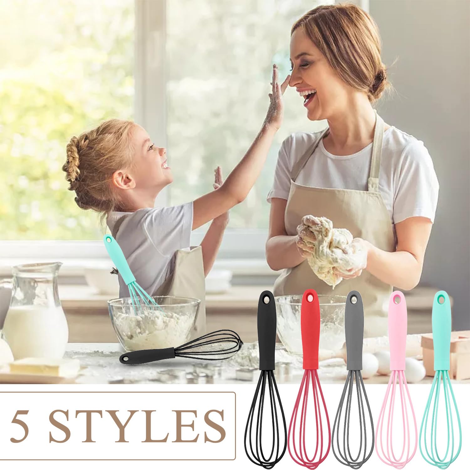 RUCUDIM Frusta Da Cucina In Acciaio Inox 3 Pezzi Mini Frusta Da Cucina Frusta Cucina A Anti-aderente27 Cm Frusta A Mano In Acciaio Inossidabile, Frusta Manuale Per Cottura - 2