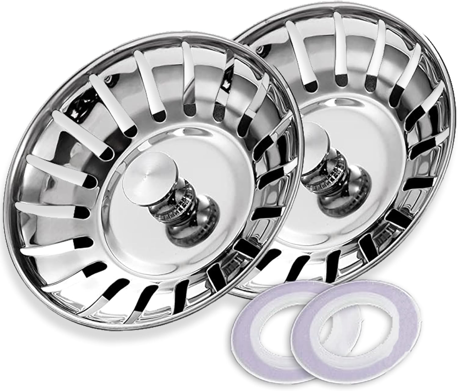 ARCOOZE 2 Pack Kitchen Sink Plug and Strainer Stainless Steel 304 Kitchen Sink Plug Replacement