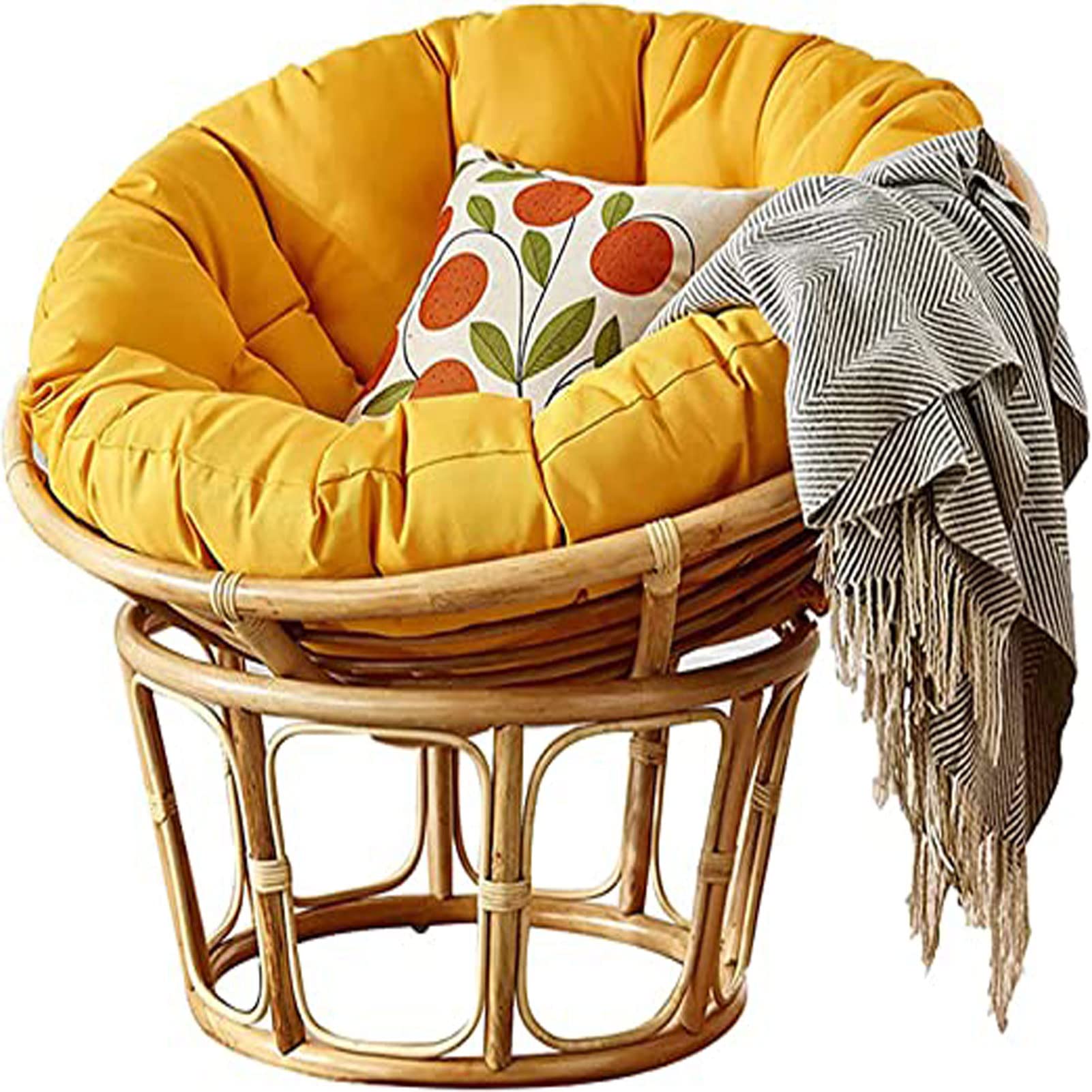 FUYAO Papasan Round Chair Cushions, Thick Comfortable Hammocks Swing Pads, Overstuffed Round Papasan Chair Cushion Only, Outdoor Swing Hanging Egg Seat Cushion