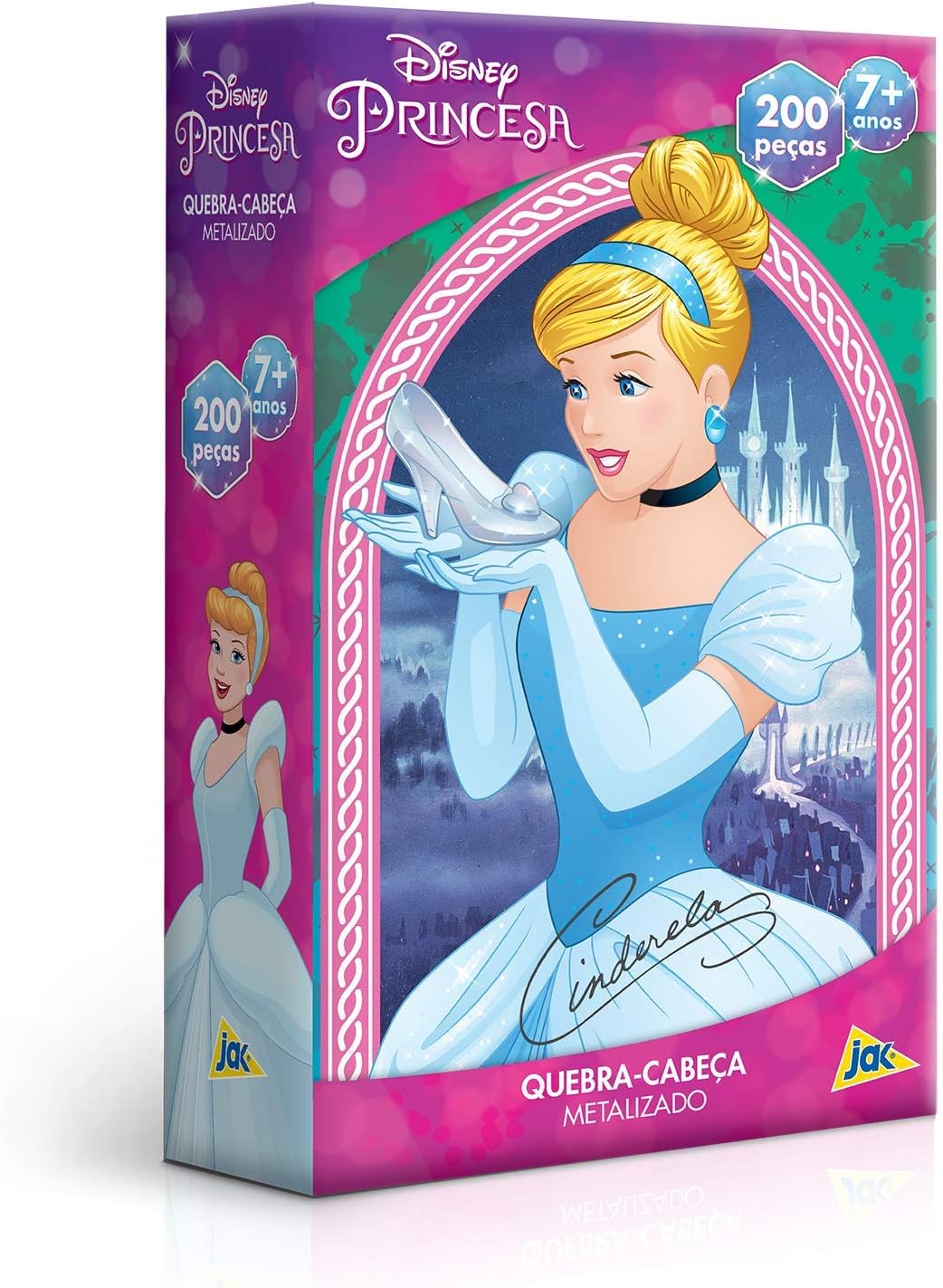 Toyster – Quebra-cabeça: Princesas – Cinderela – 200 peças metalizado – Disney – JAK