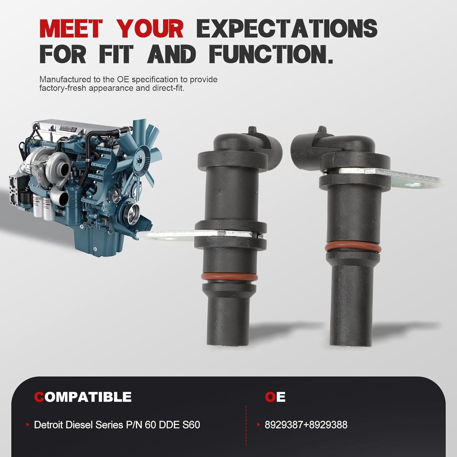 8929387 8929388 Camshaft & Crankshaft Position Sensor for 1994-2007 Detroit Diesel Series P/N 60 DDE S60 2PCS