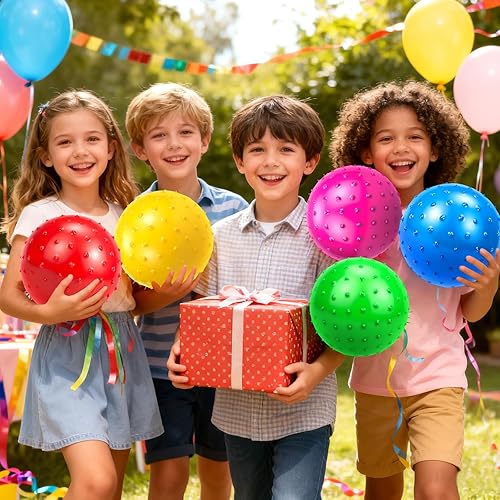 Miniatura 8 de Hymaz 20 piezas de bolas hinchables para niños pequeños, bolas sensoriales de 9 pulgadas con textura espinosa, bola de masaje antiestrés a granel